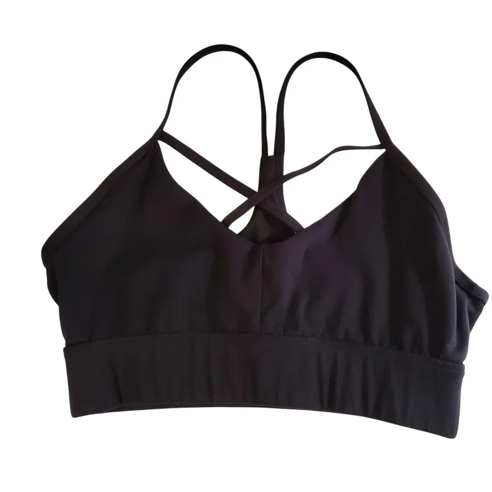 NVGTN Black Oasis Sports Bra Black size Medium Cross Strappy Racerback pull on